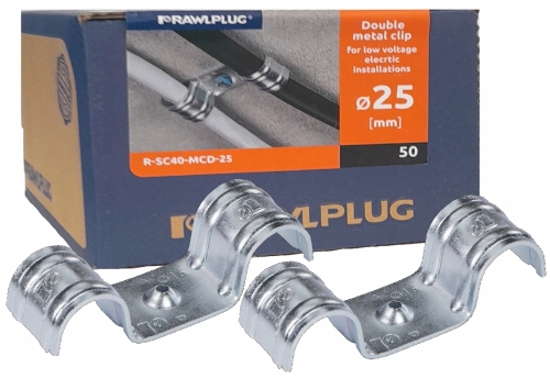 RAWLPLUG-Uchwyt-Stalowy-do-Kabli-Przewodow-podwojny-25mm-OC-50sz-PPOZ-SC40