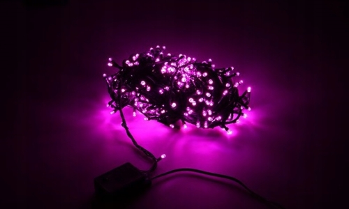 LAMPKI-CHOINKOWE-100-LED-ROZOWE-WEWNETRZNE-ZEWNETRZNE-PROGRAMATOR-Kolor-lampek-inny